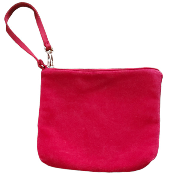 Bath & Body Works Handbags - Red Velvet Clutch Wristlet Suede Handbag Purse
